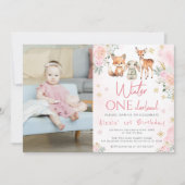 Pink hiver onderland anniversaire invitation photo (Devant)