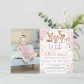 Pink hiver onderland anniversaire invitation photo (Debout devant)