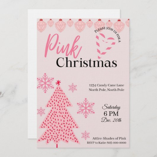 Pink Holiday Party Invitation (Devant / Derrière)