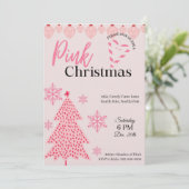 Pink Holiday Party Invitation Kaart (Staand voorkant)