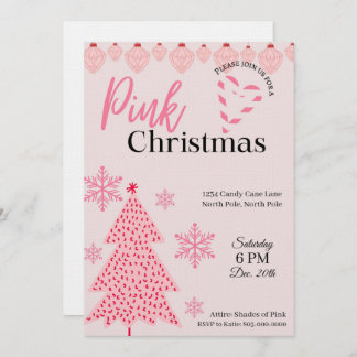Pink Holiday Party Invitation Kaart