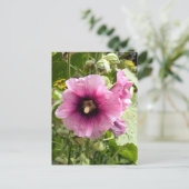 PINK HOLLYHOCK BRIEFKAART (Staand voorkant)