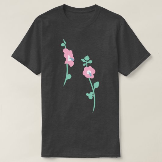 pink hollyhock garden pattern t-shirt (Design voorkant)