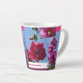 Pink Hollyhocks Design Latte Mug (Angle droit)