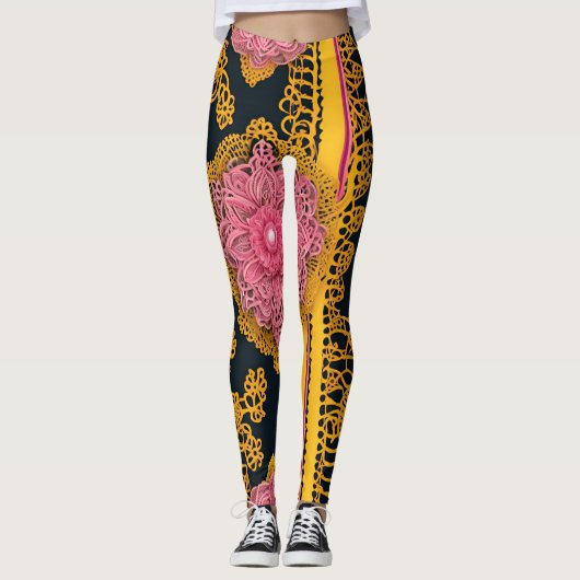 Pink Honey AI kunst Leggings (Voorkant)