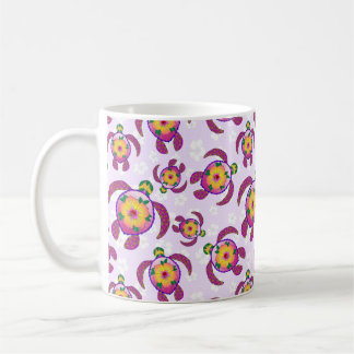 Pink Honu Turtles Hibiscus Flowers Koffiemok