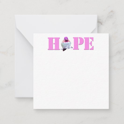 Pink HOPE Colibri Photo Flat Note Cartes (Devant)