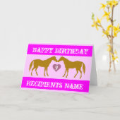 Pink Horse Age Carte d'anniversaire - Horse Age Ca (Fleur jaune)