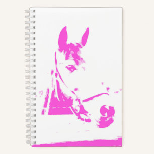 Pink Horse Head Art Silhouette Custom Name Notitieboek