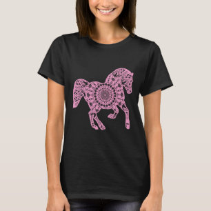 Pink Horse Mandala T Shirt voor paardrijden Ho
