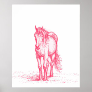Pink Horse Sketch Poster
