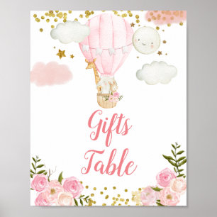 Pink Hot Air Ballon Oerwoud Gold Glitter Poster