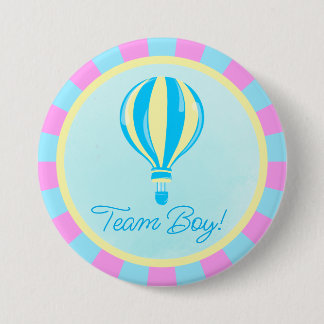 Pink Hot Air Balloon Gender Reveal Team Boy Ronde Button 7,6 Cm
