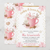 Pink Hot Cocoa and Cookies Winter Party Kaart (Voorkant / Achterkant)