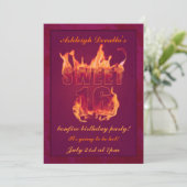 Pink Hot Fire Sweet 16 Bonfire Party Invitation (Debout devant)