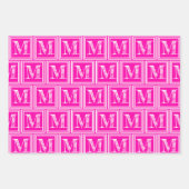 Pink Houndstooth Monogram Polka Dot Inpakpapier Vel (Voorkant 2)
