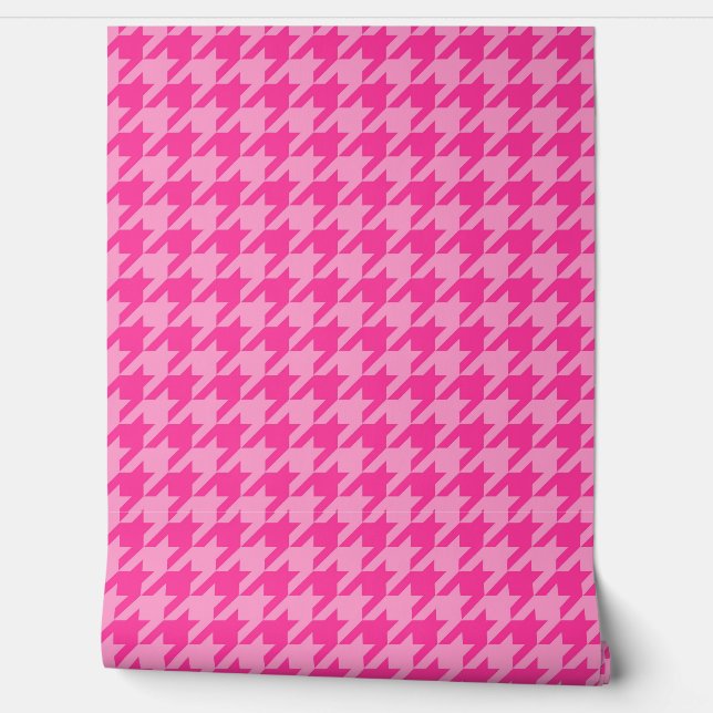Pink Houndstooth Plaid Check Behang (Afrollen)