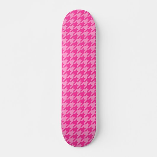 Pink Houndstooth Plaid Check Skateboard (Voorkant)