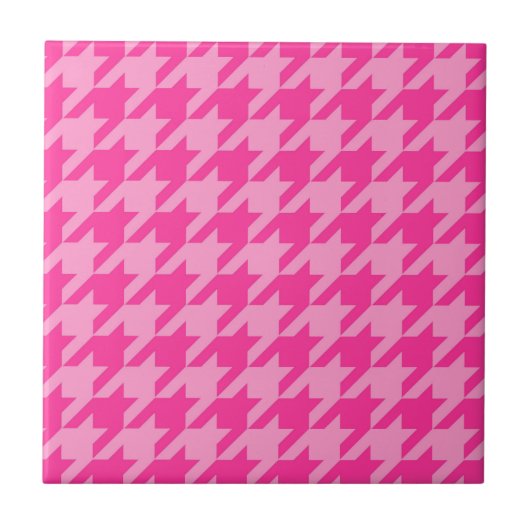 Pink Houndstooth Plaid Check Tegeltje (Voorkant)