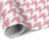 Pink Houndstooth Textile Pattern Cadeaupapier (Rol Hoek)