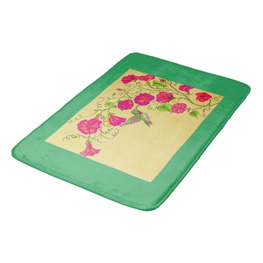 Pink Hummingbird Bath Mat (Gekanteld)