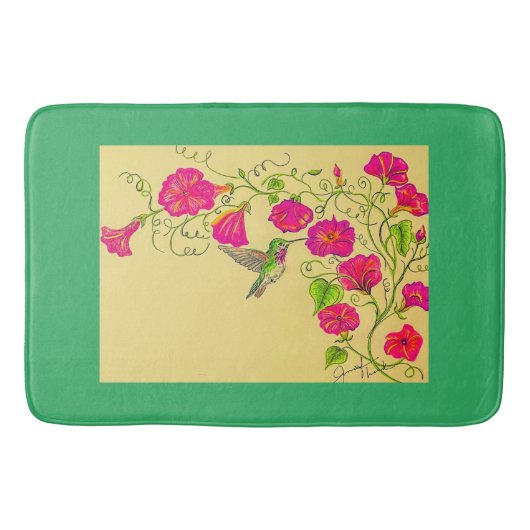 Pink Hummingbird Bath Mat (Voorkant)