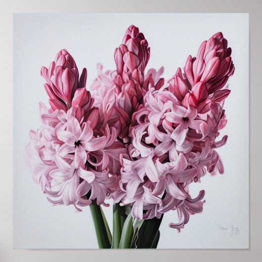 Pink Hyacinth Flower Art Imprimer Poster (Devant)