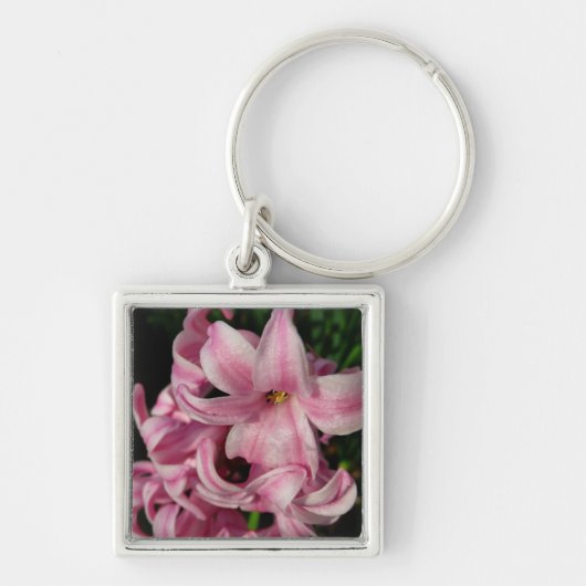 Pink Hyacinth Spring Floral Sleutelhanger (Voorkant)