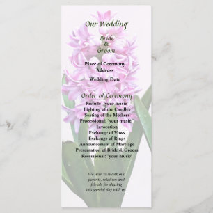 Pink Hyacinths Duo Wedding Program Programma