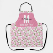 Pink Hydragea Floral Pattern Monogram Best Mom Schort (Voorkant)