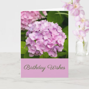 Pink Hydrangea Birthday Wishes Greetings Kaart