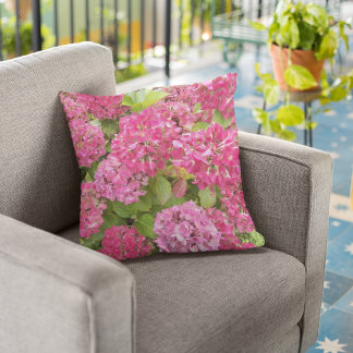 Pink Hydrangea Blooms Floral Kussen