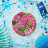 Pink Hydrangea Blooms Floral Papieren Bordje (Feest)