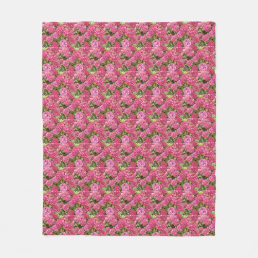 Pink Hydrangea Blooms Floral Pattern Fleece Deken (Voorkant)