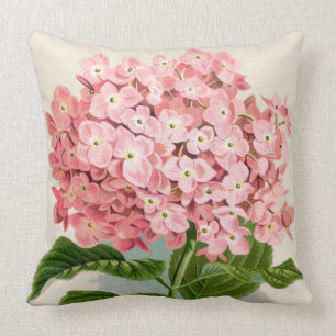 Pink Hydrangea Botanische druk Kussen