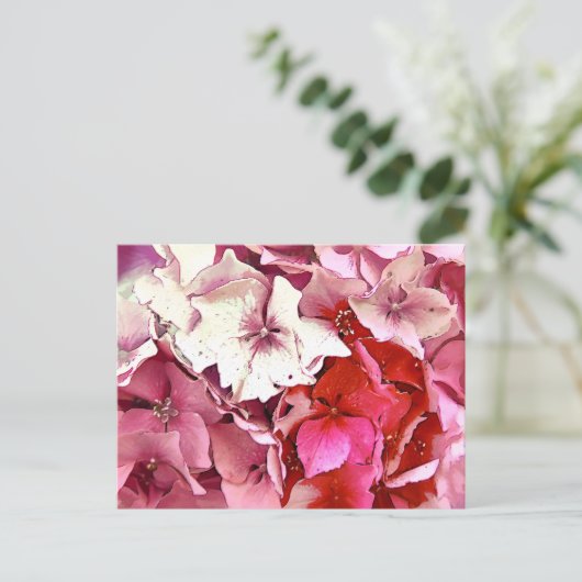 PINK HYDRANGEA BRIEFKAART (Staand voorkant)