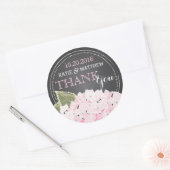 Pink Hydrangea Chalkboard Moderne Merci Étiquette (Enveloppe)