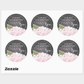 Pink Hydrangea Chalkboard Moderne Merci Étiquette (Feuille)
