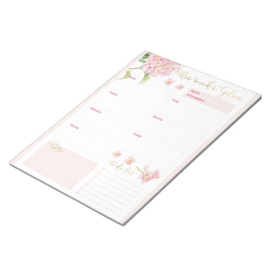 Pink Hydrangea Daily Planner Notitieblok (Schuin)
