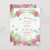 Pink Hydrangea Elegant Floral Wedding Invitation (Voorkant / Achterkant)