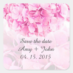 Pink hydrangea enregistrer la date autocollants hy