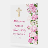 Pink Hydrangea First Communion Welcome (Angle)