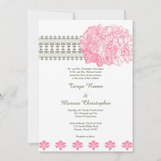 Pink Hydrangea Floral 5 x 7 Weddenschap Kaart