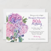 Pink Hydrangea Floral 80e anniversaire Invitation (Devant)