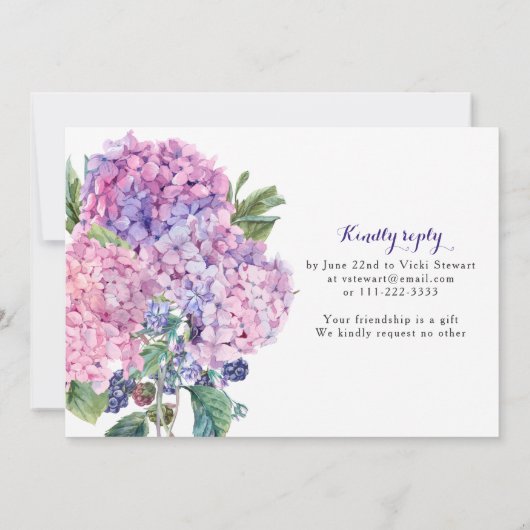 Pink Hydrangea Floral 80e anniversaire Invitation (Dos)