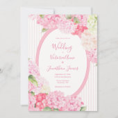 Pink Hydrangea Floral Stripe Wedding Invitation (Devant)