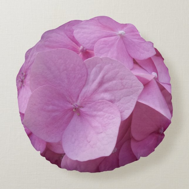 Pink Hydrangea Flower Round Pillow Rond Kussen (Achterkant)