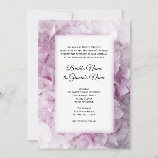 Pink Hydrangea Flower Wedding Kaart (Voorkant)