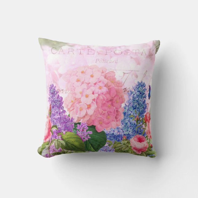 Pink Hydrangea French Accent Sierkussen (Voorkant)