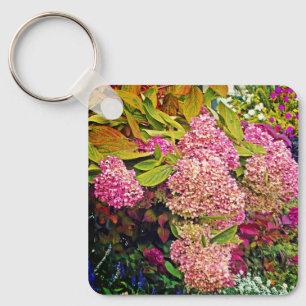 PINK HYDRANGEA GARDEN / terug naar eigenaar indien Sleutelhanger